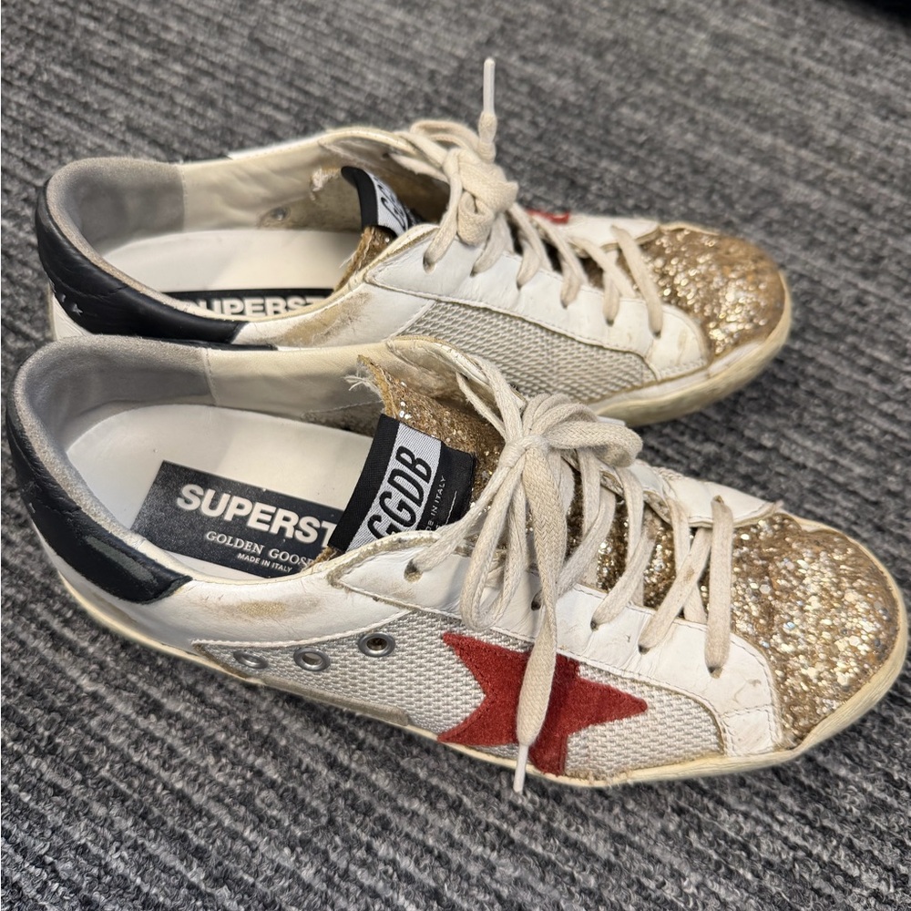 Golden Goose Sneakers with Red and Gold Accents